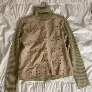 Tan Leather Turtle Neck Sweater